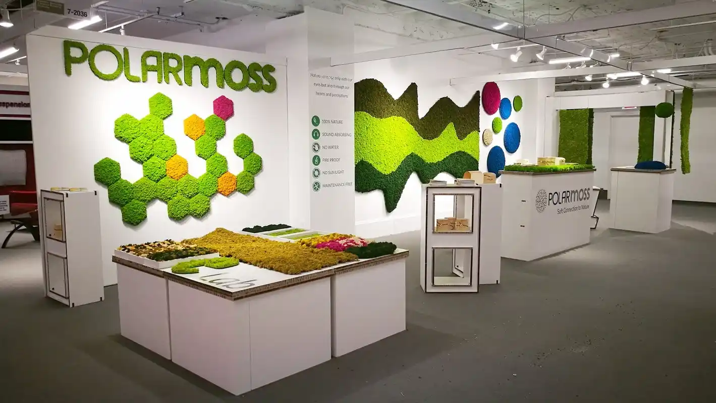Stand éco en carton avec mousse Polarmoss
