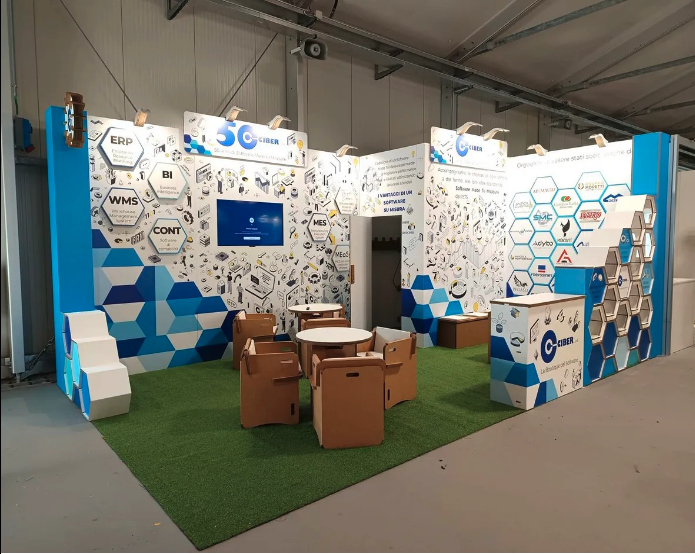 Un stand en carton pour un salon