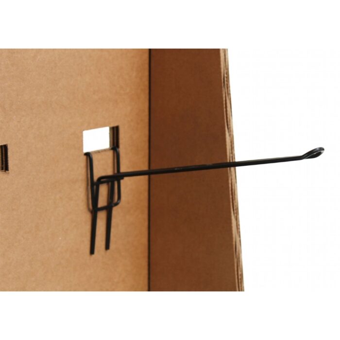 Détail d'un présentoir en carton écologique pour stands événementiels ou aménagement de magasins, avec support métallique et système de fixation robuste sur structure cartonnée - Le Meuble en Carton une marque du groupe Natur Design