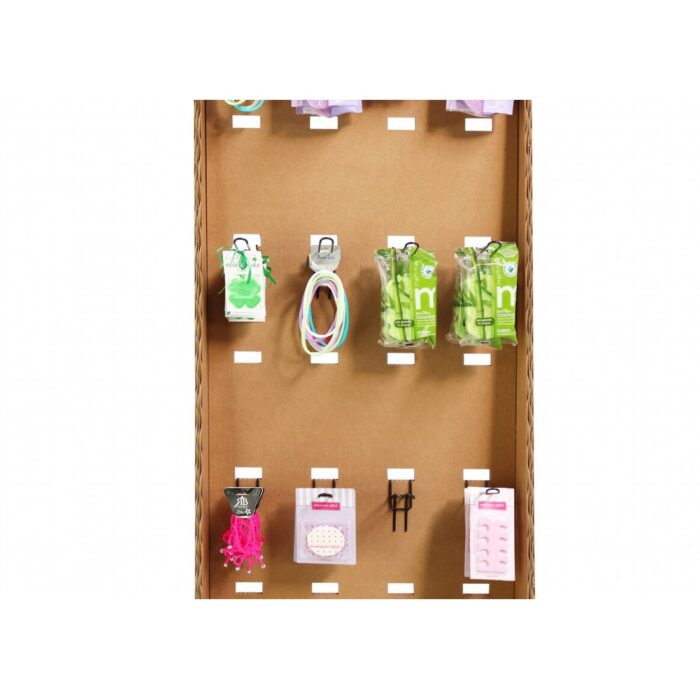 Présentoir en carton MAKALU B avec rangement modulable pour produits d'événementiel pro et scénographie, adapté aux stands événementiels et à l'aménagement de magasins. Structure cartonnée avec compartiments étiquetables pour organisation visuelle des échantillons ou goodies sur salons professionnels et stands cartonnés - Le Meuble en Carton une marque du groupe Natur Design