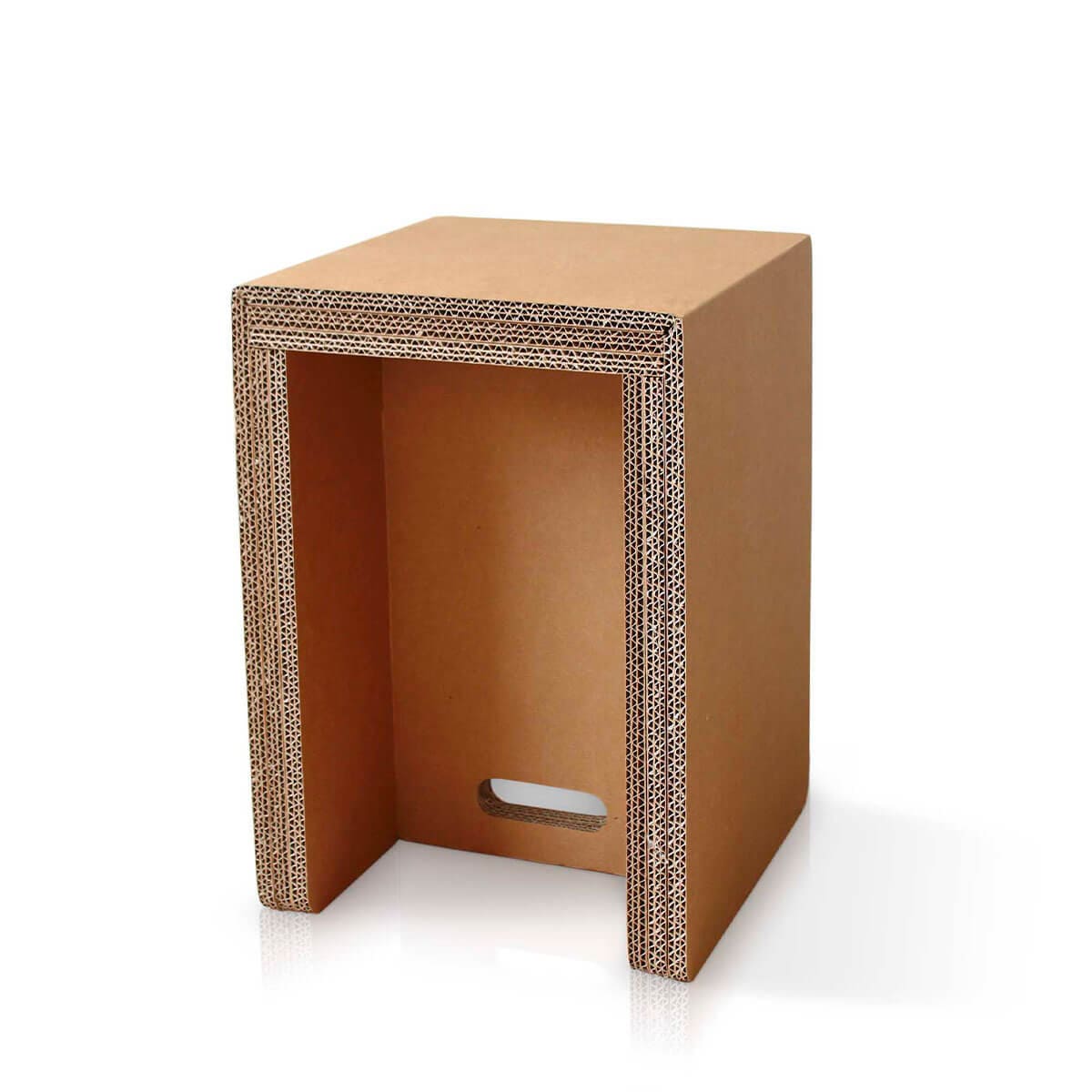 Tabouret en carton écologique pour espaces professionnels et événements, idéal pour les bureaux, salles de pause ou stands événementiels en scénographie - Le Meuble en Carton une marque du groupe Natur Design