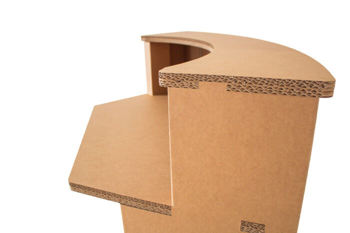 Banque d’accueil en carton recyclé et renforcé, design épuré pour espaces professionnels ou accueil client dans les bureaux, open space ou salles de réception - Le Meuble en Carton une marque du groupe Natur Design