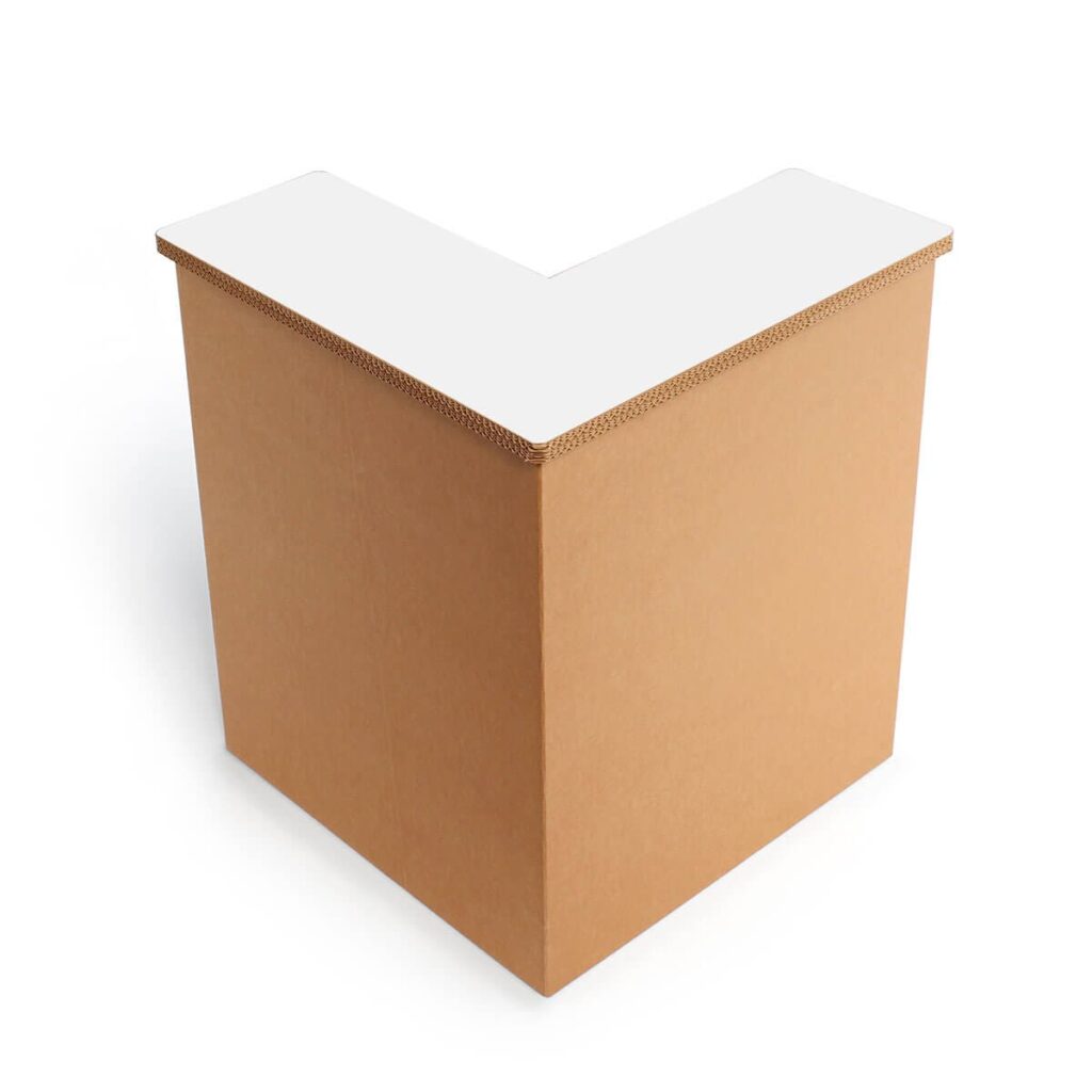 Comptoir rangement ISTO en carton écologique, structure solide et modulable pour espaces professionnels ou événementiels, idéal pour organiser des documents, accessoires ou matériel en open space ou bureaux - Le Meuble en Carton une marque du groupe Natur Design