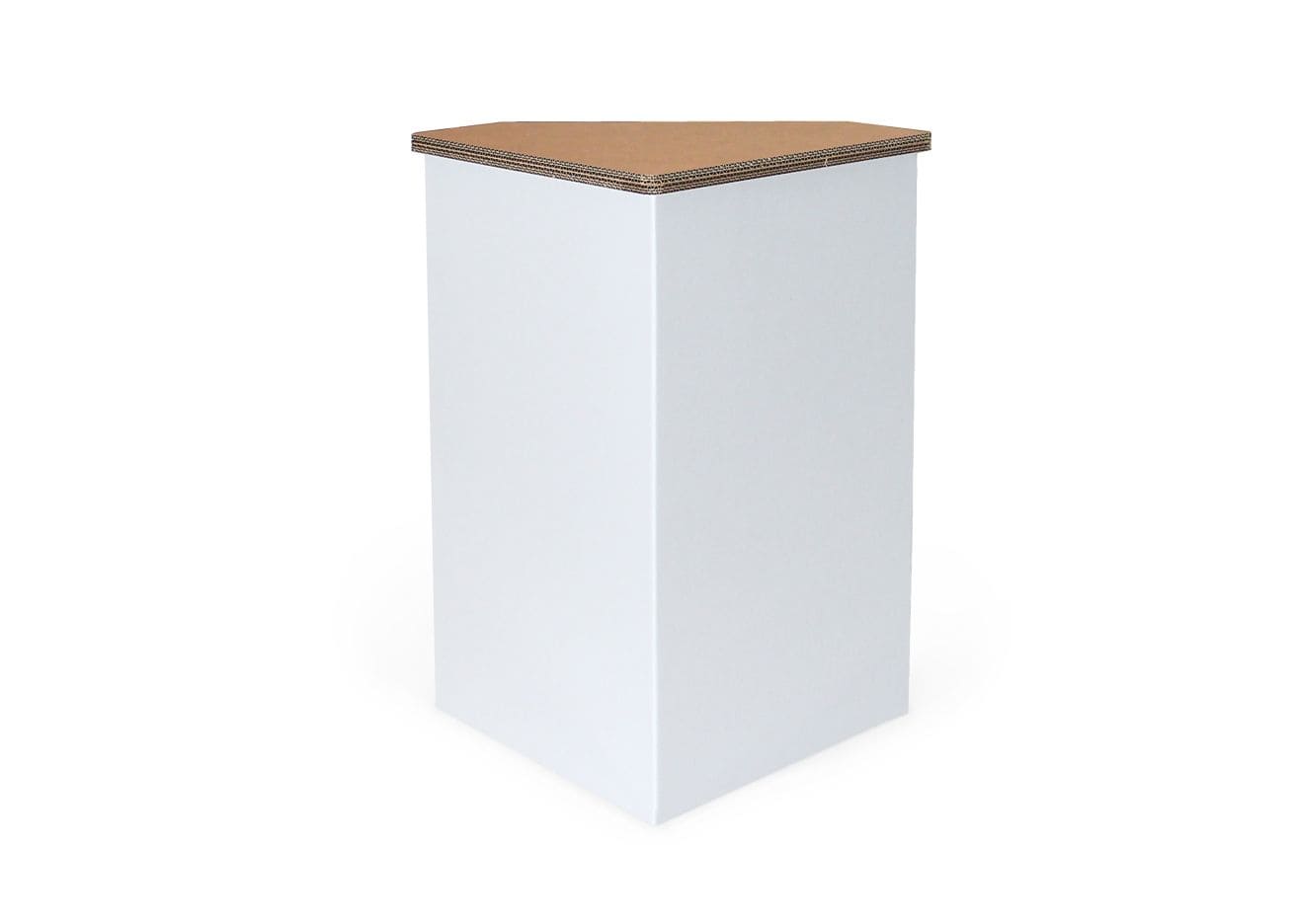 Comptoir modulable en carton recyclé pour stands événementiels professionnels et scénographies, plateau plat avec bordure renforcée visible, idéal pour exposants et espaces commerciaux - Le Meuble en Carton une marque du groupe Natur Design